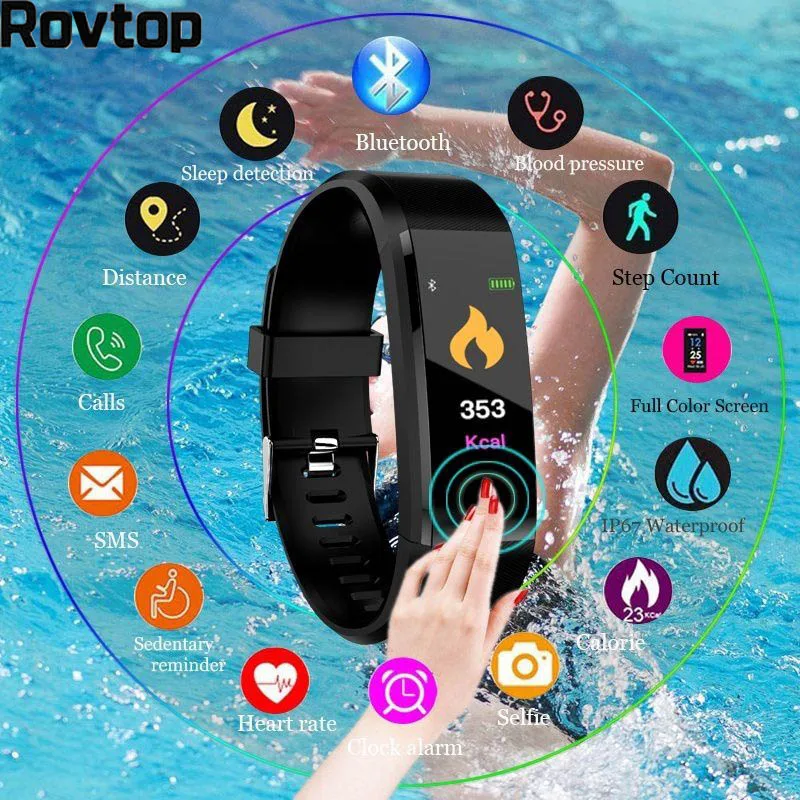 Rovtop водонепроницаемый смарт браслет 115 Plus монитор артериального давления