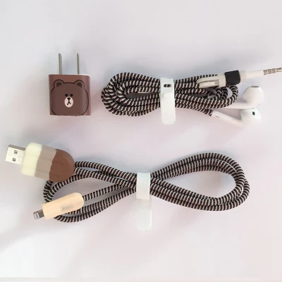 style9 Кабель намотки мультфильм USB протектор для кабеля передачи данных набор с наклейки для зарядного устройства Спиральный шнур протектор для iphone - Цвет: style9
