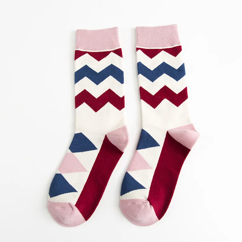 

Women Men Geometric Square Stripe Parrot Sawtooth Wave Pattern Hipster Cozy Cotton Silky Vintage Socks Short Unisex Hip Hop