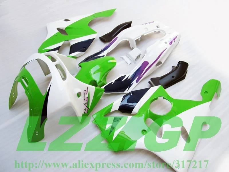 LZZ. GP зеленый белый обтекатель комплект для KAWASAKI NINJA ZX6R 94-97 ZX-6R ZX 6R 94 95 96 97 # y6s 1994 1995 1996