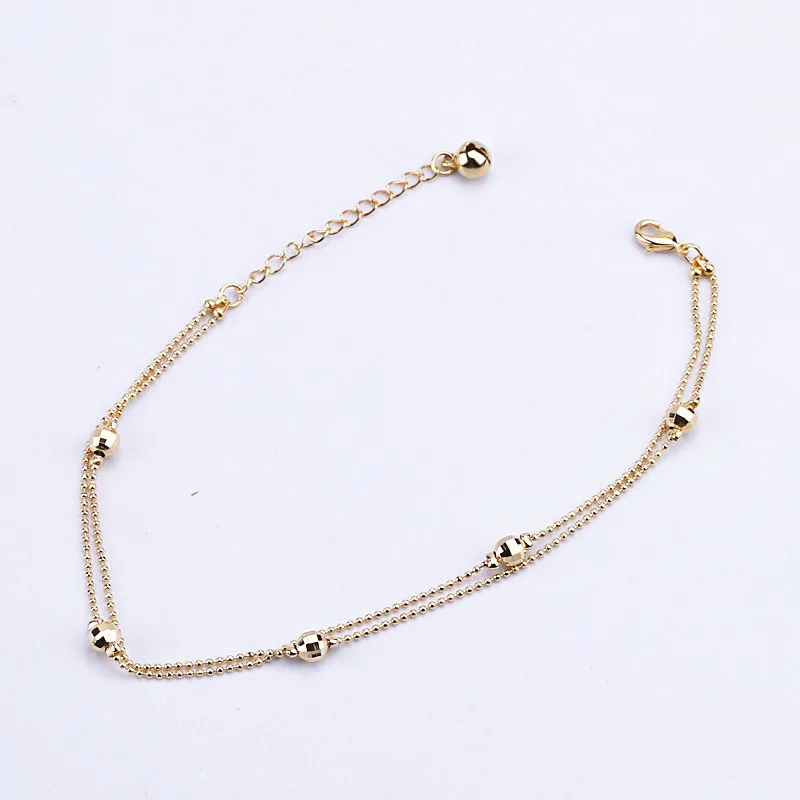 6 шт. бесплатная доставка оптовая продажа Модный золотой тон Двойная Цепочка