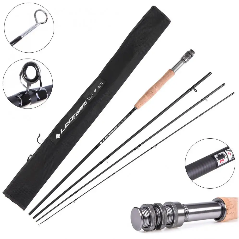 

2.7m 9ft Fishing Rod Carbon Fiber Flying Fishing Rod #4/5/6/7 WT 4 Section Ultra Light Medium Hard Fly Pole