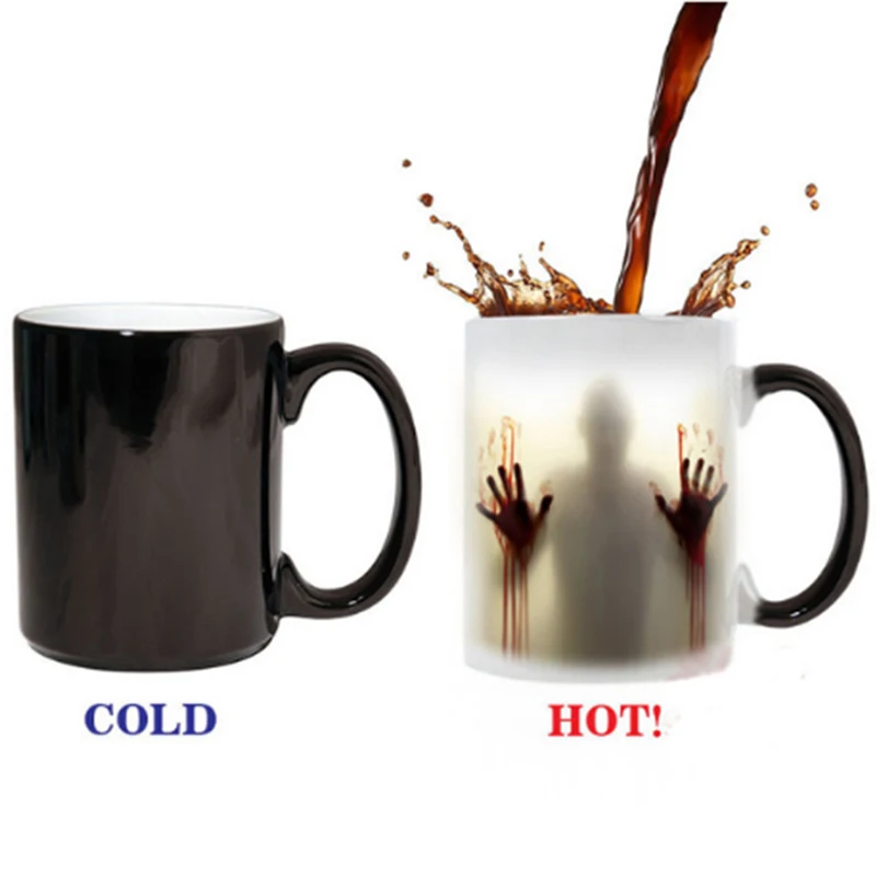 Walking Dead Color Changing Coffee Mug 350ml Bloody Hands Design Heat Sensitive Magic Mugs Gifts The Right Cup | Дом и сад