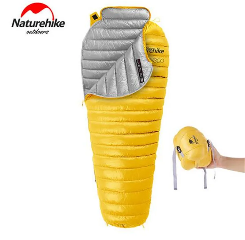 Сверхлегкий спальный мешок с гусиным пухом Naturehike CW300 зимний для кемпинга и