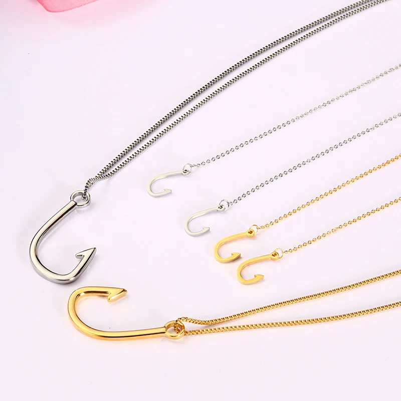 Ожерелье С рыболовным крючком RIR &quotМорской бородки&quot серебряный и золотой