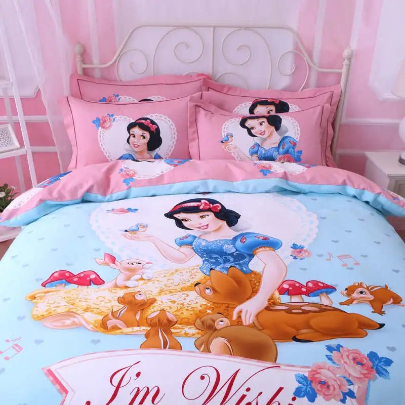 Snow White Comforter Bedding Sets Single Twin Queen Size Cotton Disney