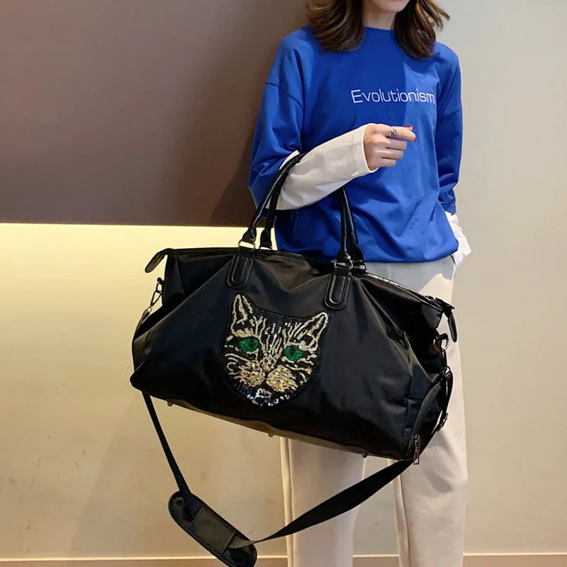 DENUONISS Women Travel Bags Fashion Sequin Nylon Waterproof Large Capacity Luggage Duffle Bag Casual New | Багаж и сумки