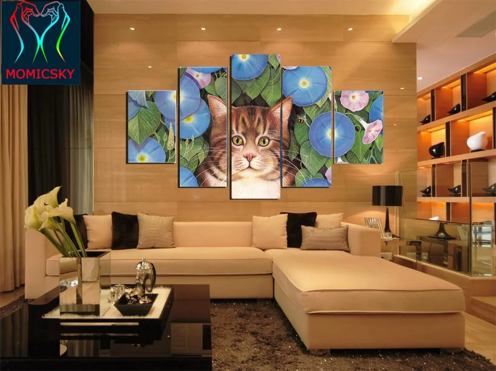 5 комплектов DIY картины маслом цифровой три декоративная живопись Лили Cat цветная