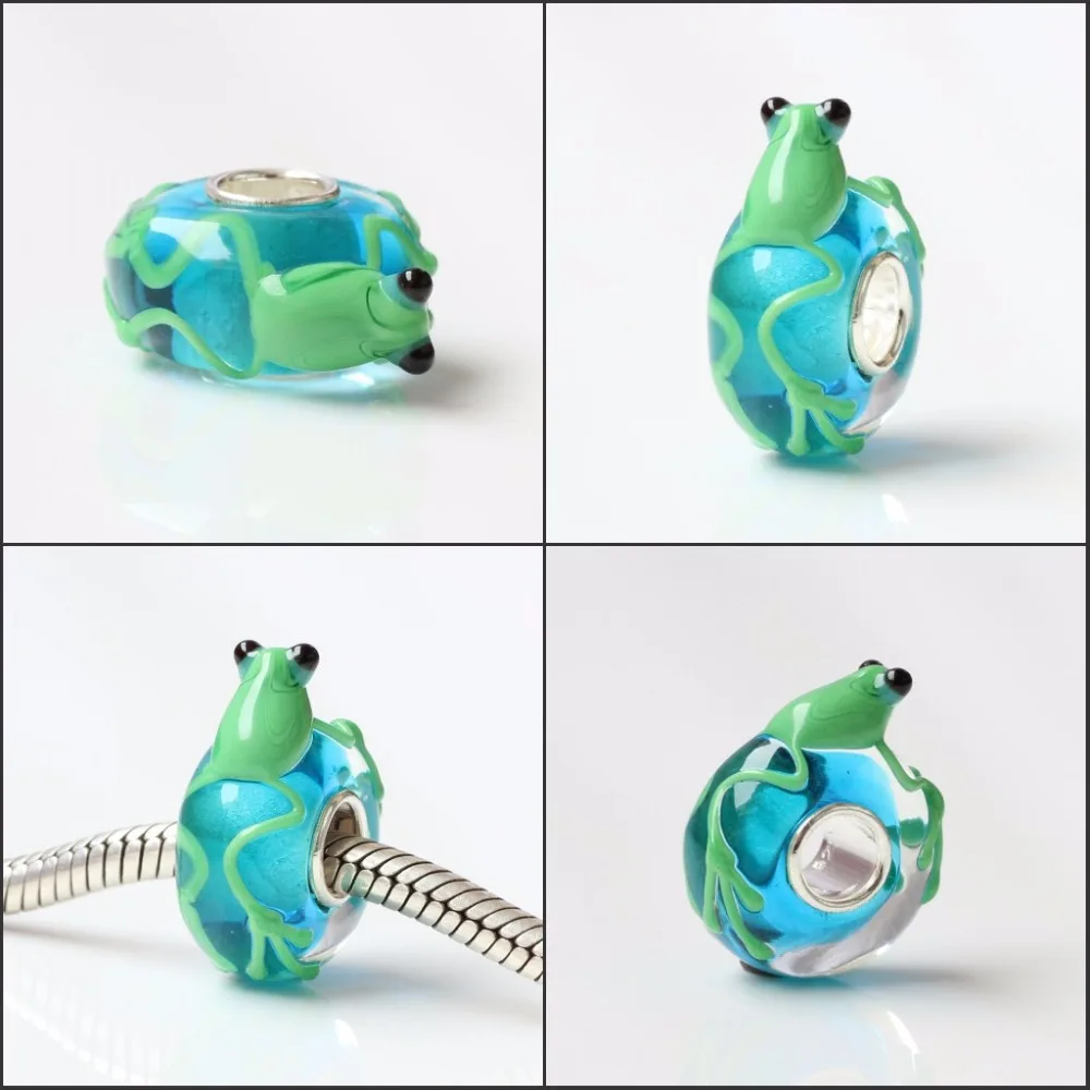 925 стерлингового серебра ручной работы животное Шарм из муранского стекла бусины