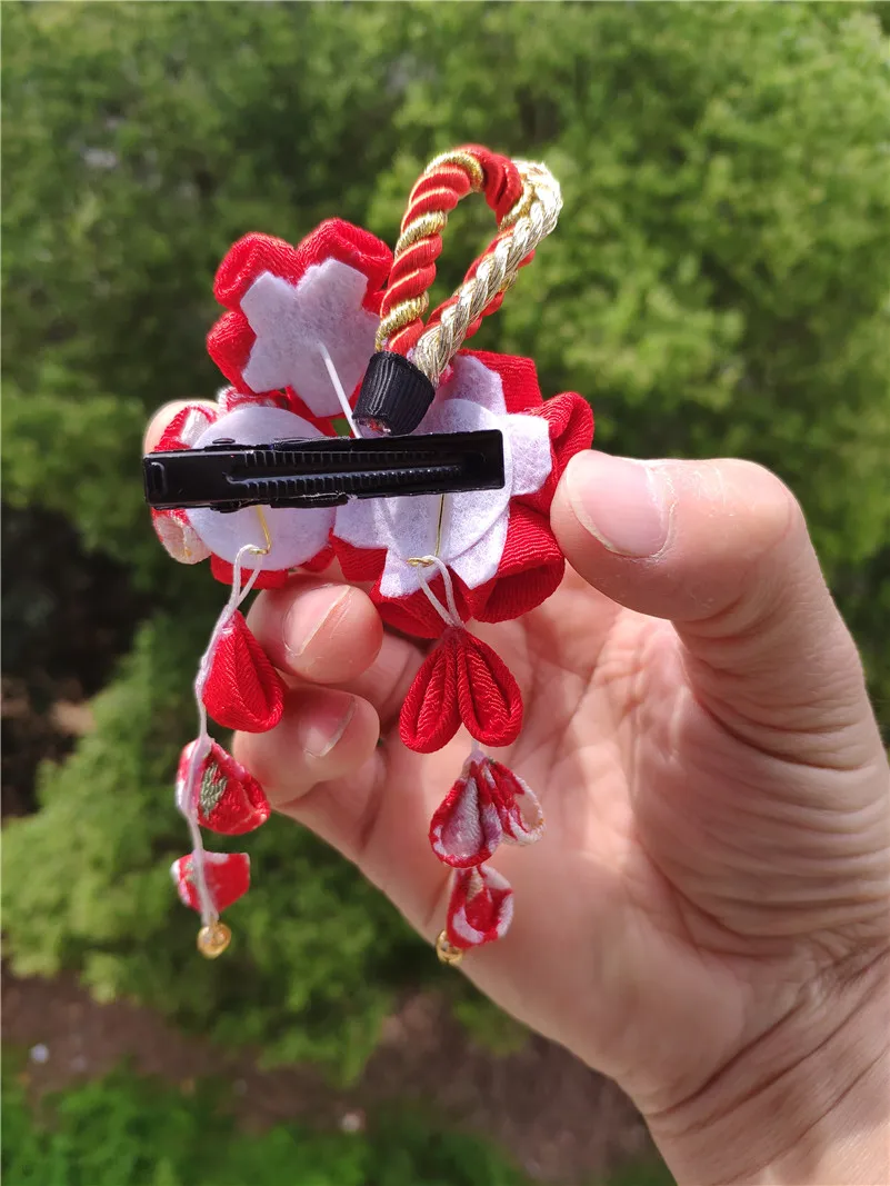 Японский стиль tsuami Kanzashi Розовый Красный Цветок сакуры заколка для волос кимоно гейши ручной работы головной убор HW001