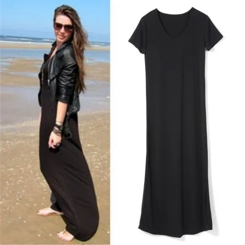 Женское пляжное платье с коротким рукавом и карманом на весну лето|pocket dress|beach