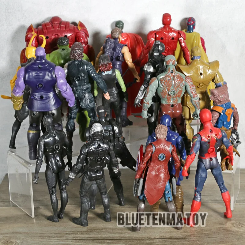 21 шт./компл. с принтами "Marvel", "Мстители", Стражи Галактики Super Hero танос ПВХ фигурка модель игрушки с светильник