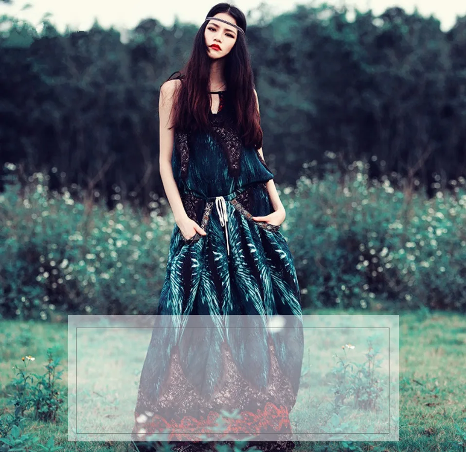 Vestido longo летнее женское богемное желтое/зеленое шифоновое макси платье женское винтажное Ретро пляжное повседневное Свободное длинное парадное платье