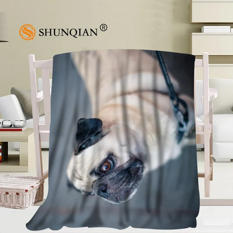 Одеяло для собачек Мопсов на заказ Фланелевое покрывало Falafel из ткани 56x80 дюймов