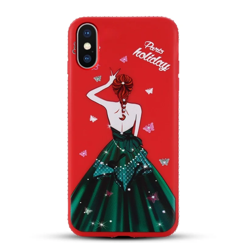 Heyjingles юбка для девочек чехол Apple IPhone х задняя крышка iPhone 6 7 8 плюс горный хрусталь