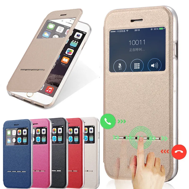 Роскошный чехол из искусственной кожи и ТПУ с окошками для iPhone 6 6S 4 7 дюйма