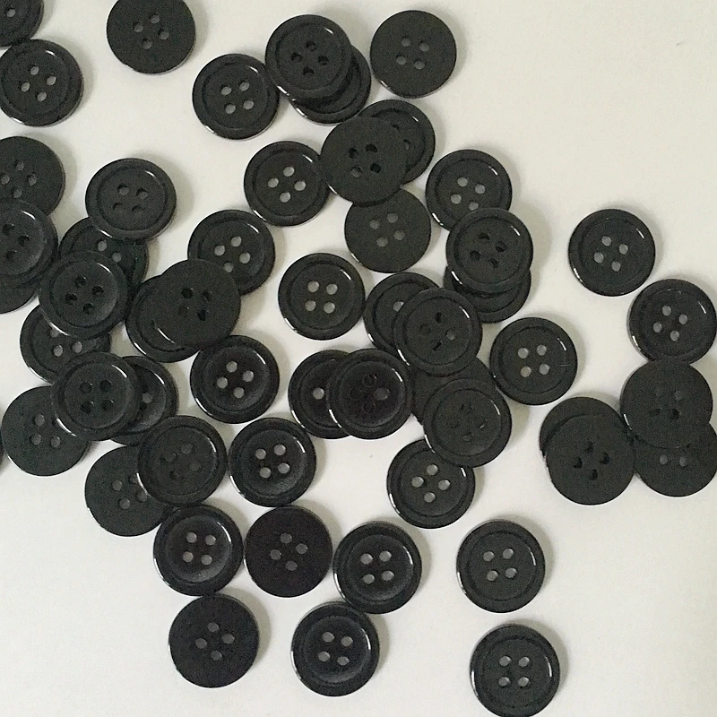 100 шт. плоские черные пуговицы 15 мм с 4 отверстиями|black buttons|buttons scrapbookingsewing supplies |