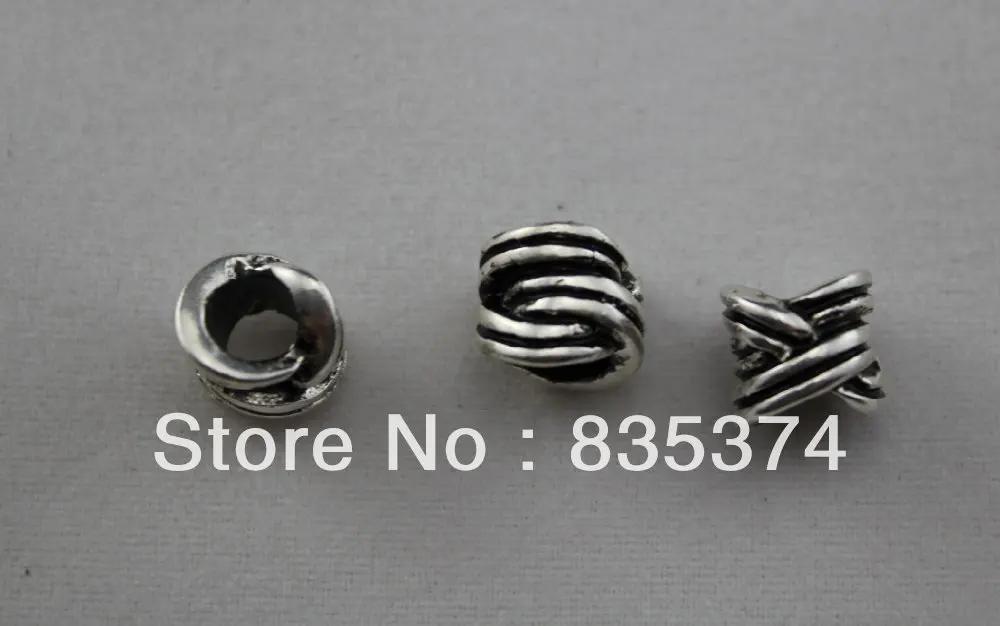 

free Shipping antique silver color Fashion Alloy Bead Fit BIAGI Bracelet necklace 7*8mm