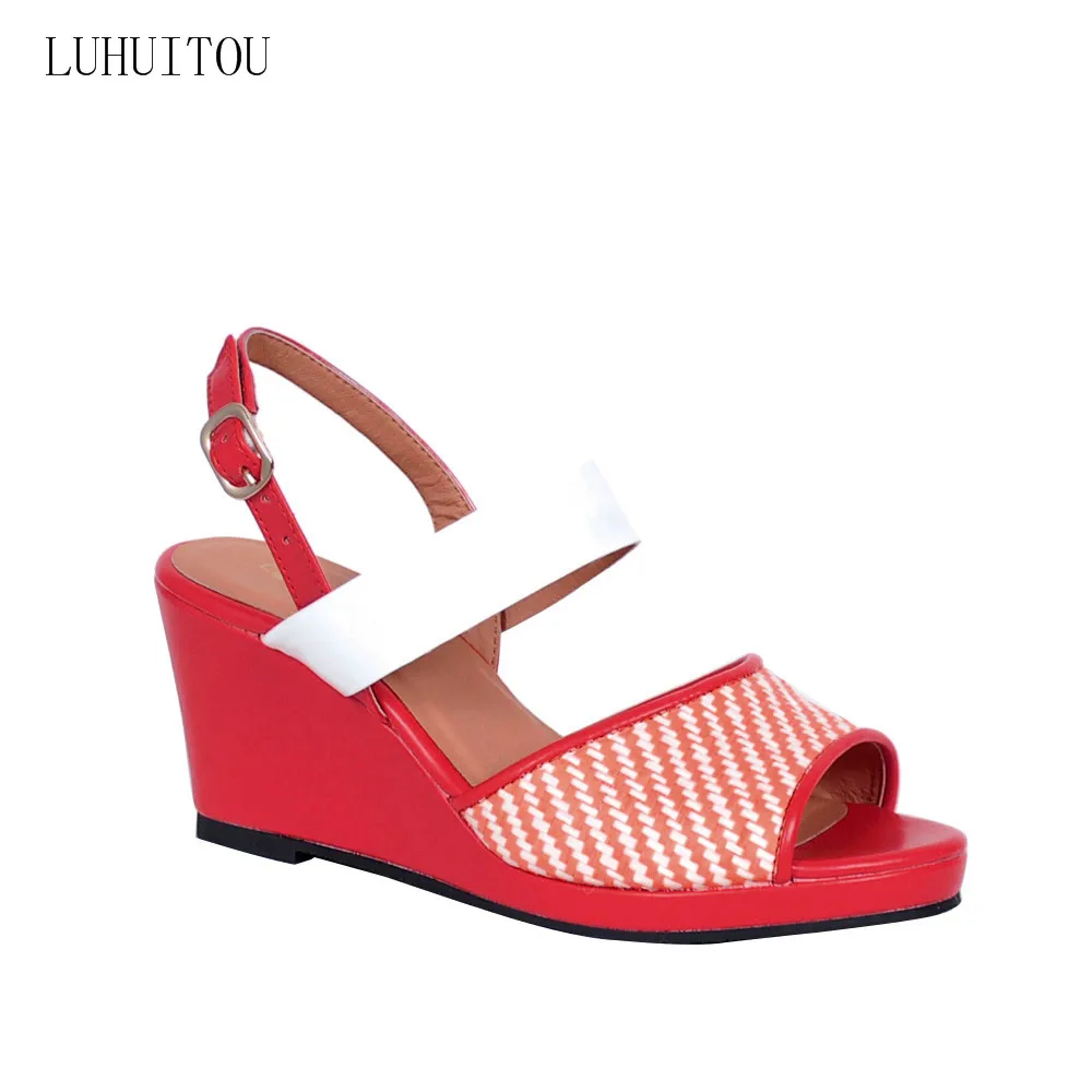 Женские босоножки на платформе повседневные танкетке сандалии толстом каблуке