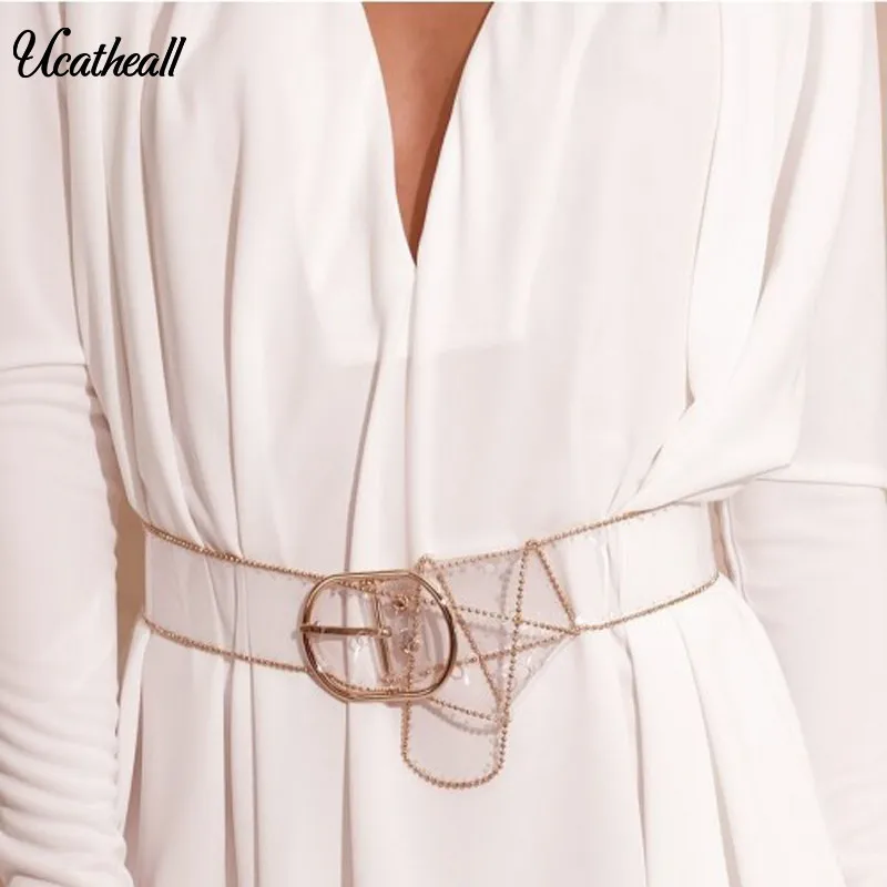 

Woman Transparent Belt Suit Streetwear Accessories Width Belt
