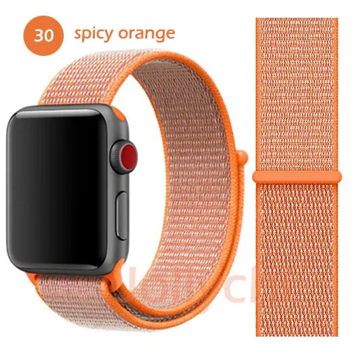 spicy orange Дышащая повязка для apple Watch Series 4 3 2 полосы 44 мм 42 мм нейлон мягкая замена Спортивная петля для iwatch 4 3 2 1 40 мм 38 мм - Цвет ремешка: spicy orange