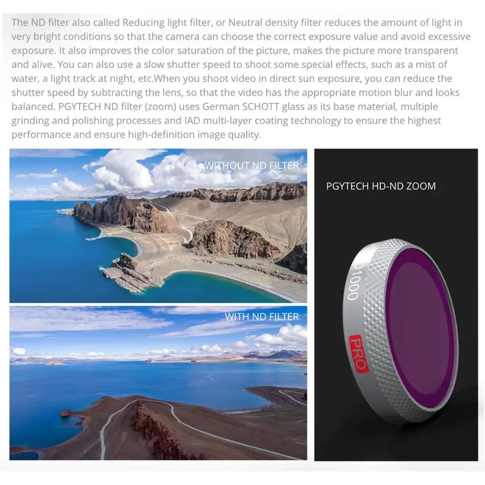 3 шт. профессиональная версия PGYTECH фильтр GND набор ND8 GR ND16 4 объектив для
