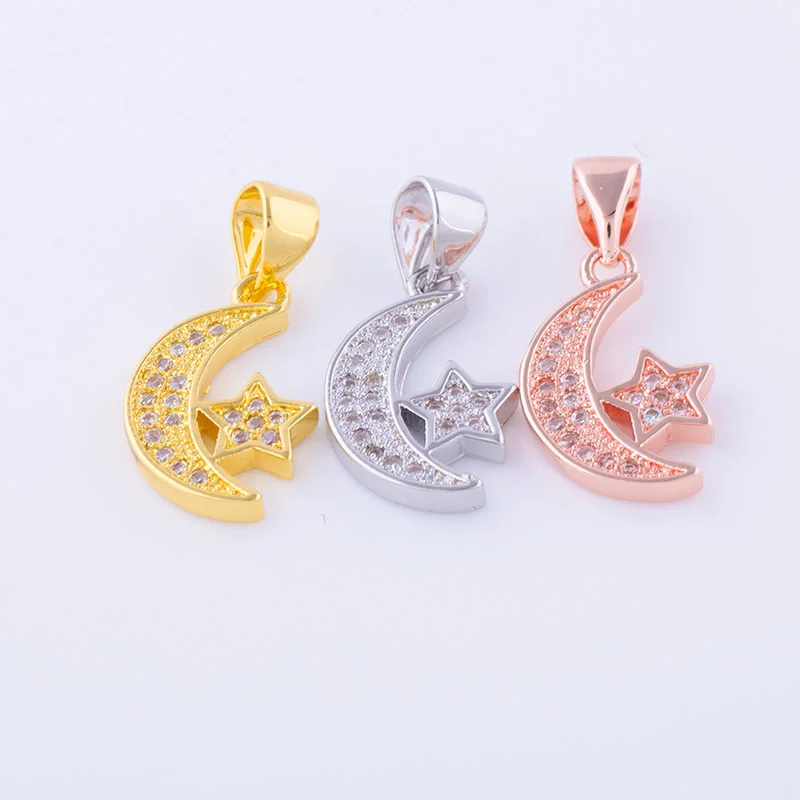 Фурнитура для бижутерии сделай сам медные Подвески в виде звезды Луны модная