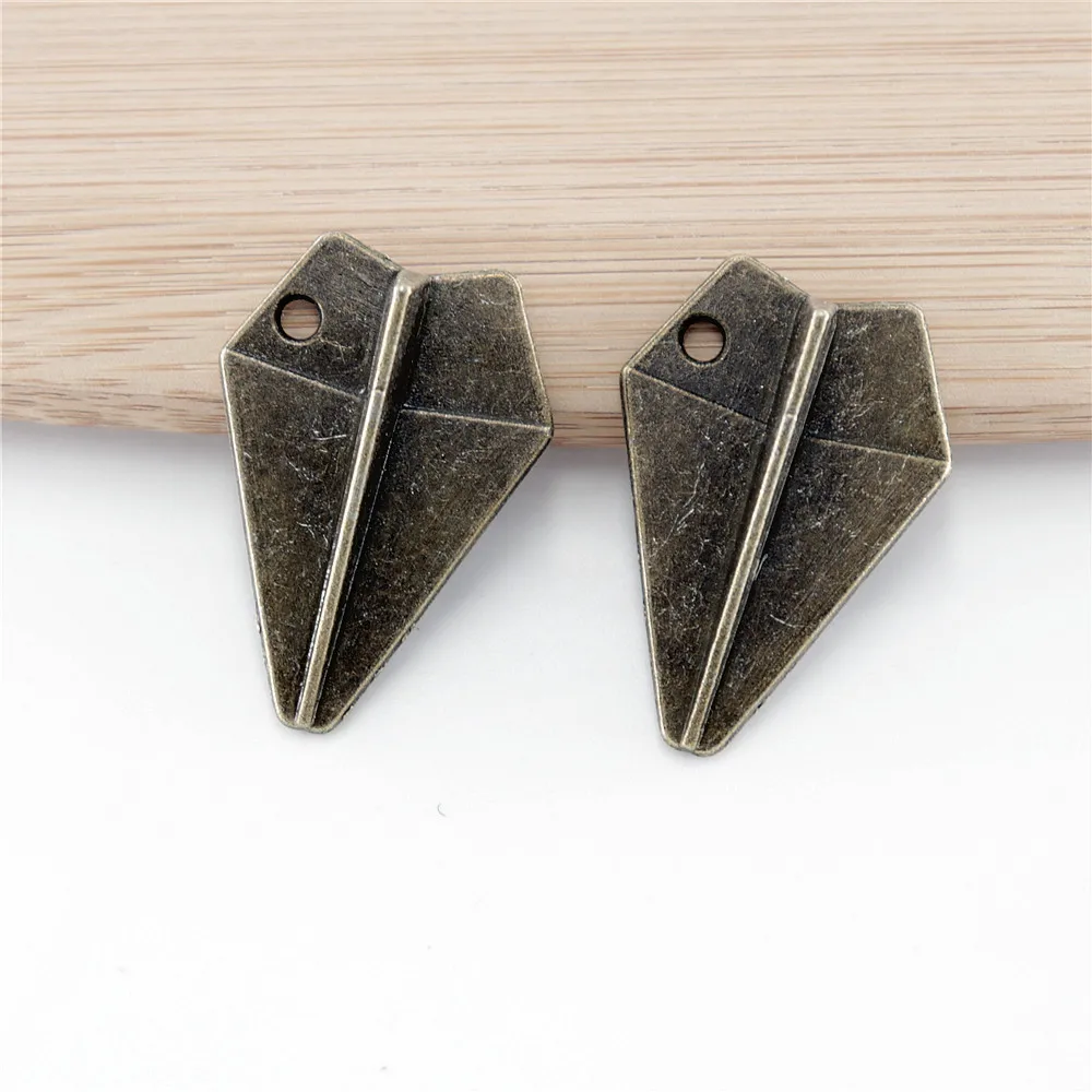 Оптовая продажа 17 шт./лот подвески из античной бронзы бумаги в виде самолета для