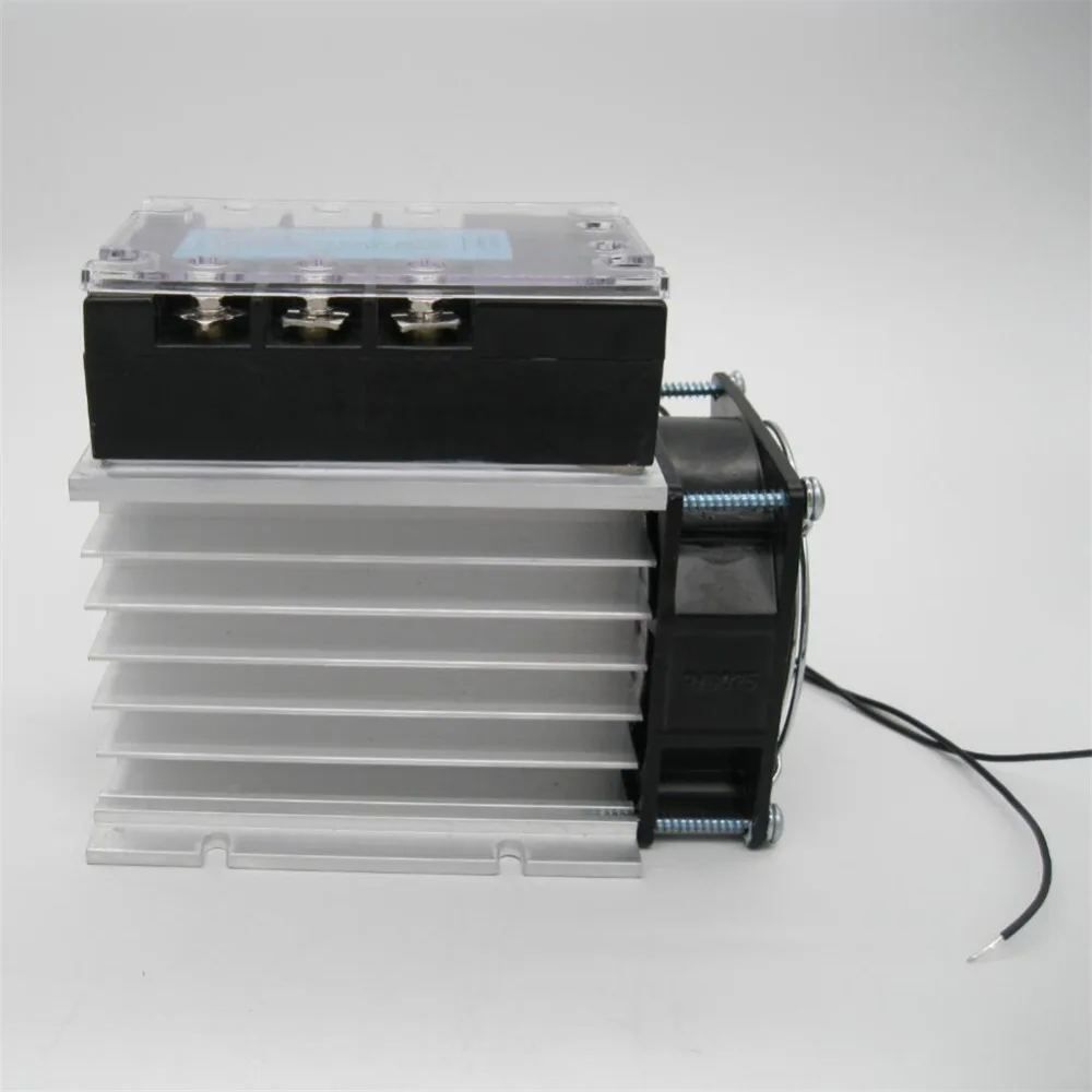 Высокое качество трехфазное твердотельное реле SSR-80DA реле 3-32VDC до 30-480V AC SSR реле+ алюминиевый радиатор+ электрический вентилятор