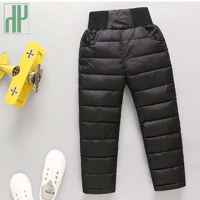 HH/детские брюки для девочек и мальчиков Длинные штаны Зимняя теплая пуховая