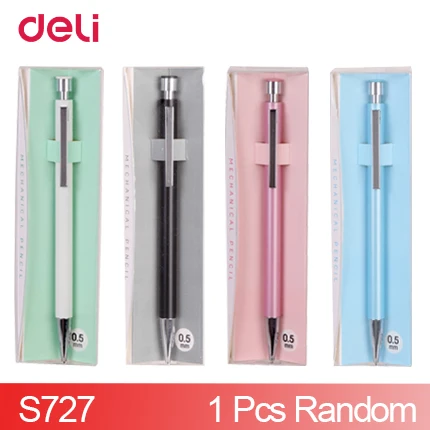 1 pcs s727 Deli стационарный карандаш, новинка, металлический механический карандаш, дизайнерский мультипликационный рисунок, карандаш для рисования, 4 цвета, 0,5 мм, 0,7 мм, карандаши - Цвет: 1 pcs s727