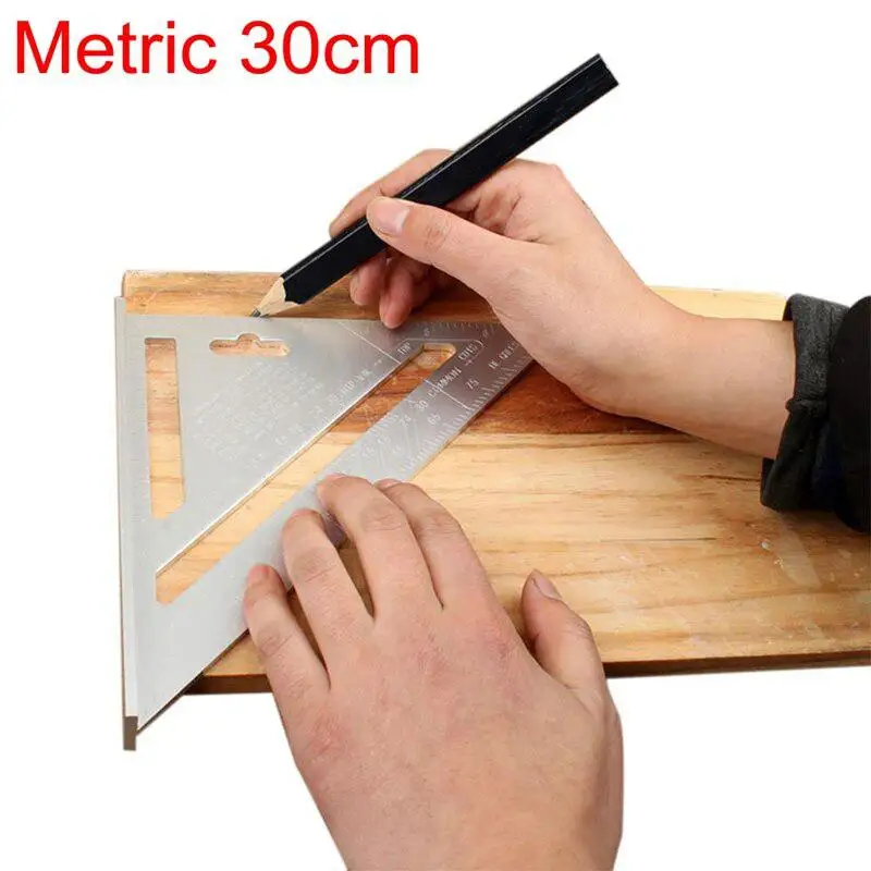 metric 30cm SOLLED метрический треугольник Угол транспортир алюминиевый сплав скорость попробуйте квадратный плотник измерительная линейка компоновка инструмент - Цвет: metric 30cm