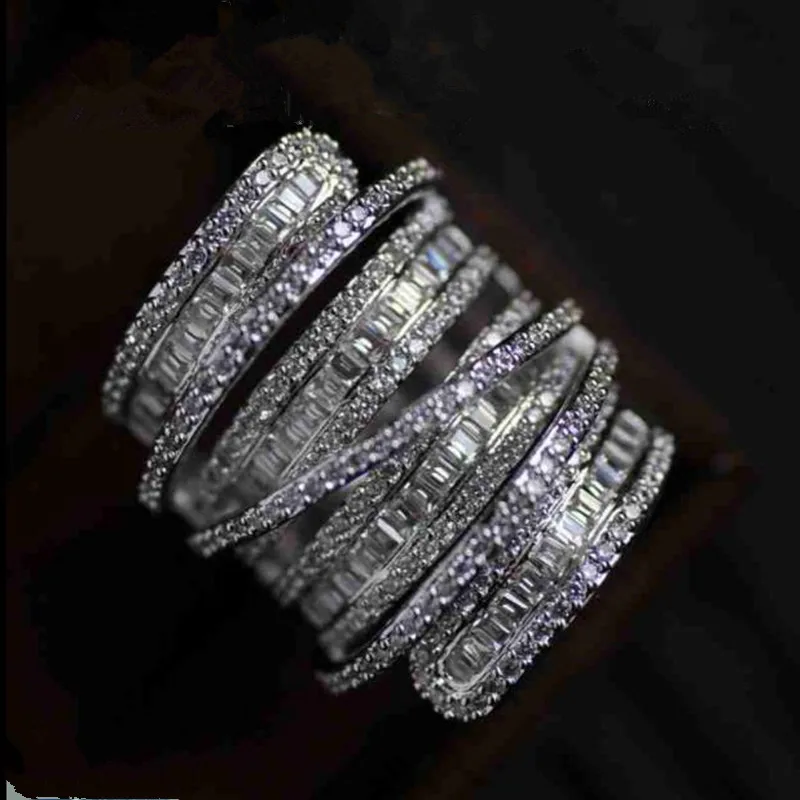 Женское и мужское модное кольцо широкое ювелирное изделие 20ct AAA Циркон CZ
