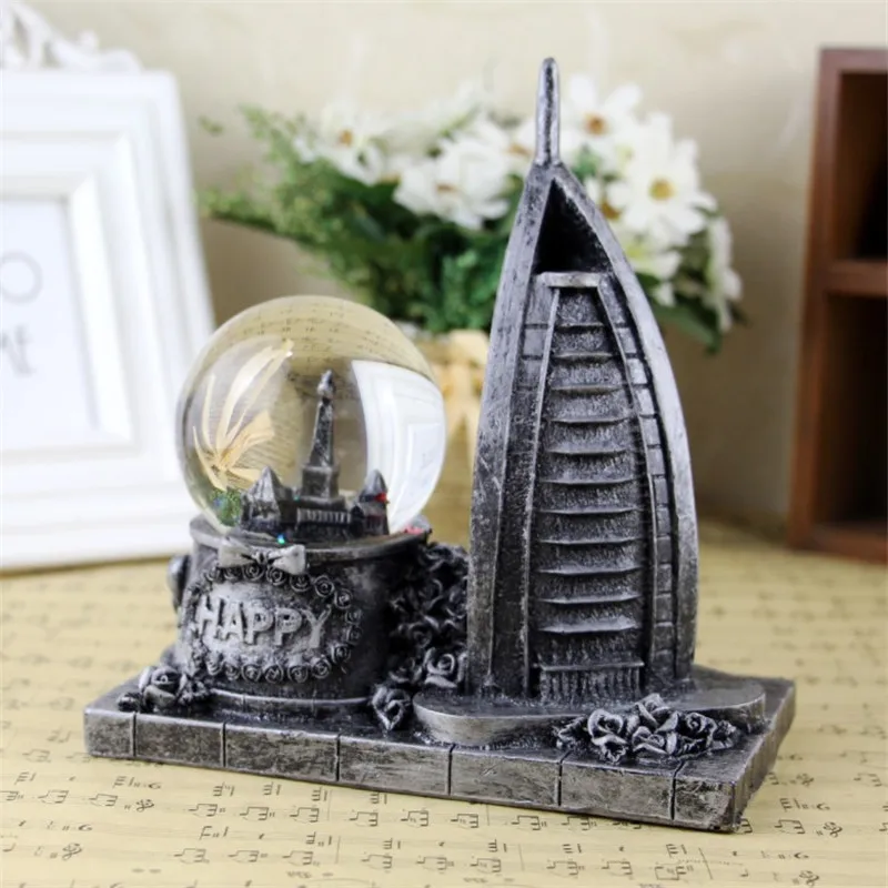 Хрустальный шар Европейский Burj Al Arab Crafts украшение для дома ветряная мельница