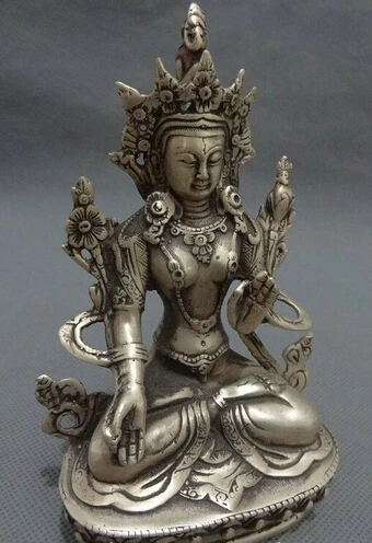 Тибетская Серебряная буддийская Статуэтка с защитой джосса 7 глаз лотоса белая