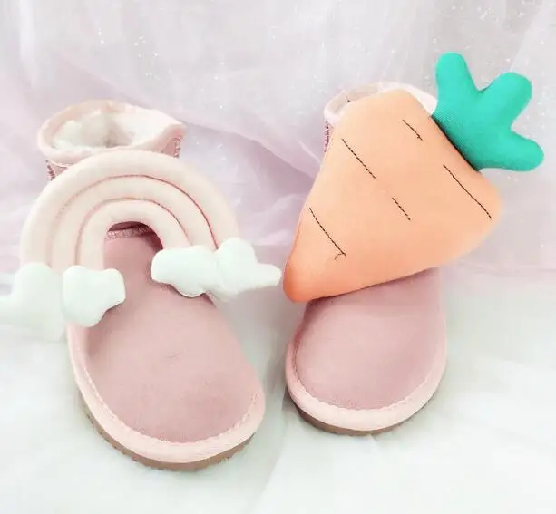 

newest Cartoon animation women shoes pink Carrot rainbow ankle boots 2018 autumn winter ladies shoes Female sweet snow boots