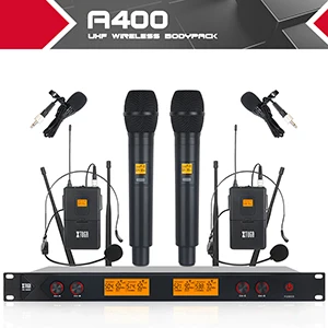 XTUGA A400 металлический материал 4-канальный UHF беспроводной микрофон система с 4 передатчиками использовать для сцены церкви использовать для семьи Вечерние - Цвет: B