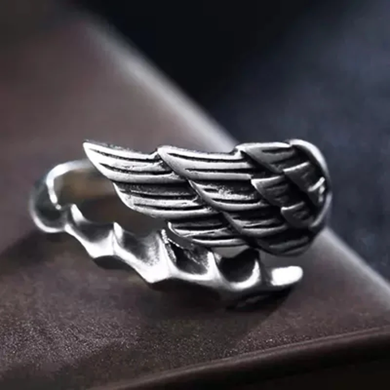 Открытое кольцо с крыльями ангела из стерлингового серебра 925 пробы для мужчин и