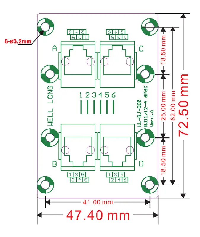 RJ11/RJ12 6P6C разъем 4-полосная шина Breakout Board клеммный блок разъем. | Обустройство дома