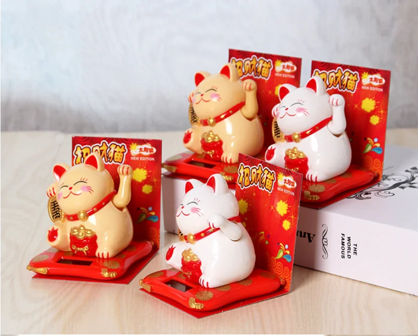 Модный черный/белый Maneki Neko на солнечных батареях, радушный Кот, удача для дома, автомобиля, отеля, ресторана, Декор, ремесло