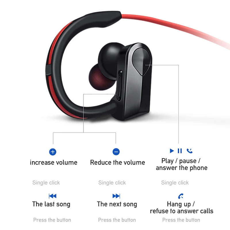 K98 Bluetooth совместимые наушники Беспроводные с ушным крючком Спортивная гарнитура