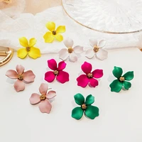 korean colorful flower stud earrings romantic spray paint effect metal earrings for women jewelry statement earring