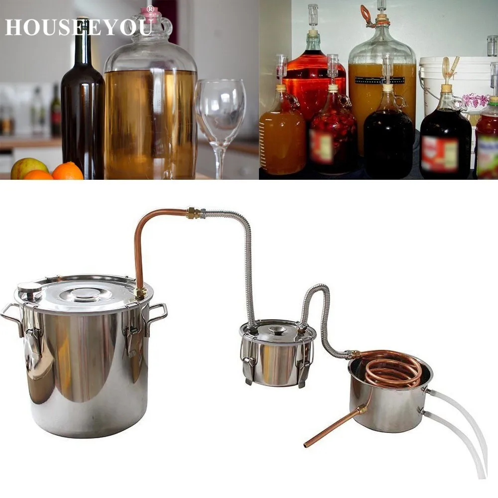 10L 10л/18л вино пиво спирт дистиллятор Самогонный спирт домашний DIY пивоваренный набор домашний дистиллятор из нержавеющей дистиллятор оборудование - Цвет: 10L