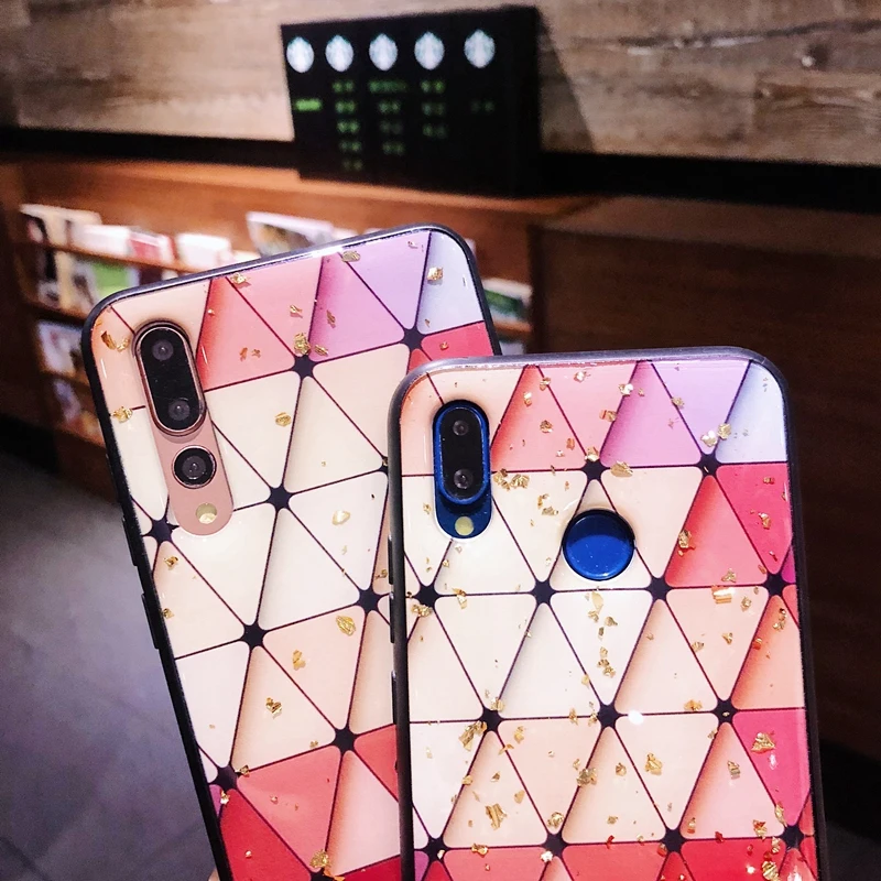 TRISEOLY Золотой фольгированный цветной треугольный ТПУ чехол для телефона Huawei Honor 8X