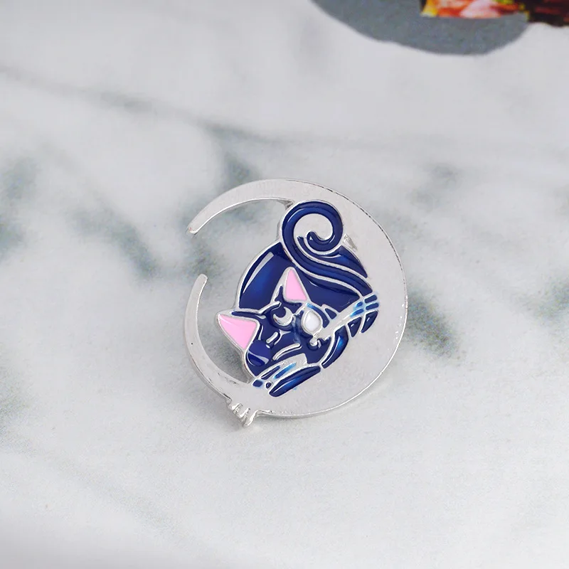 Manxiuni 1 шт./компл. мода Sailor Moon Luna Cat брошка мультфильм кнопка булавка сумка