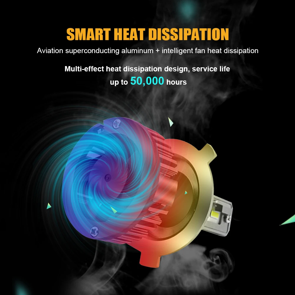 Автомобильные фары EURS V8 H4 Hi/Lo Beam LED H7 H1 H8 H9 H11 H13 9005 9006 9007 9004 50 Вт 16000lm 6500 к