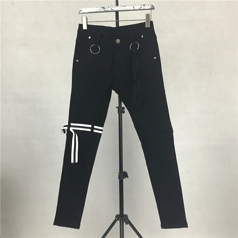 VERSMA корейский Ulzzang Harajuku SUGA узкие джинсы брюки High Street GD Ribbon Дизайнерские мужские байкерские джинсовые брюки узкие брюки