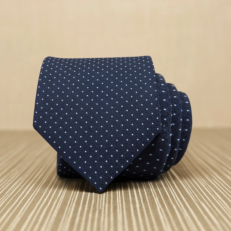 Мужской галстук Дизайнерский Модный деловой шейный 7 см темно синий в горошек для