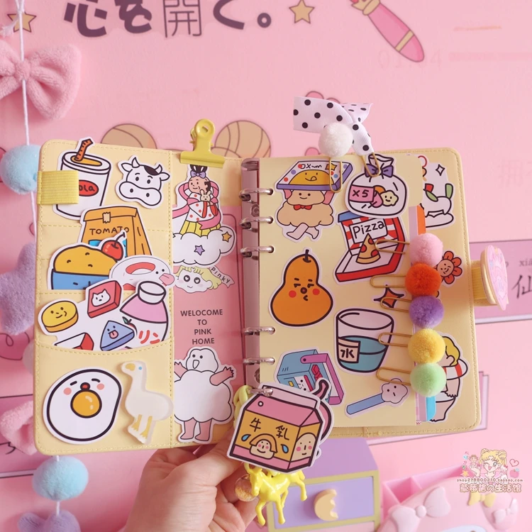 Милый Kawaii A6 записная книжка Макарон кожа Сделай Сам свободный листовой Журнал