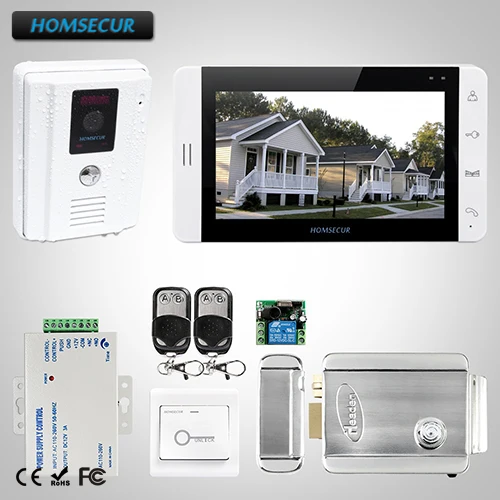 HOMSECUR 7-дюймовый видеодомофон система с электрическим замком + клавиши: L3: